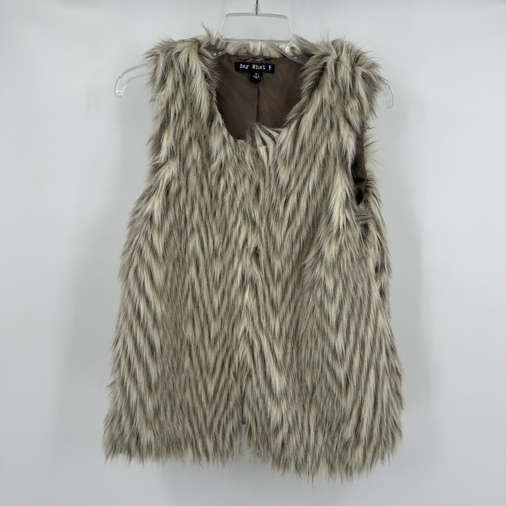 Womens Boho Shaggy Faux Fur Vest Size M Festival Streetwear Glam Eclectic Indie